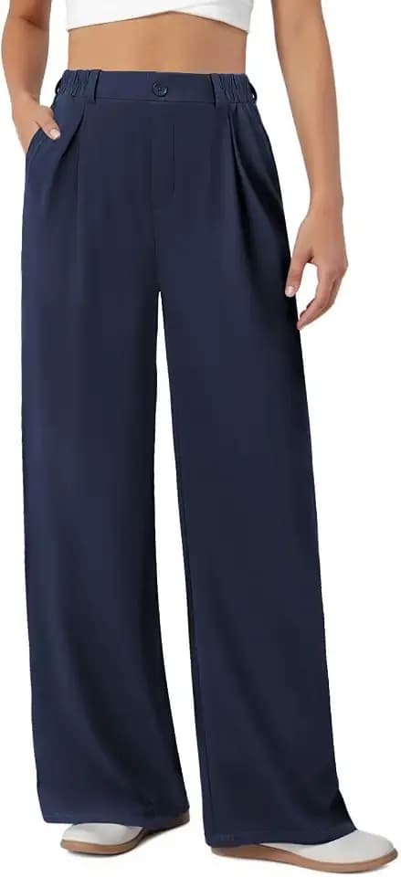 COPYLEAF Dress Work Pants Women Wide Leg Stretchy Casual Slacks 2 Pockets