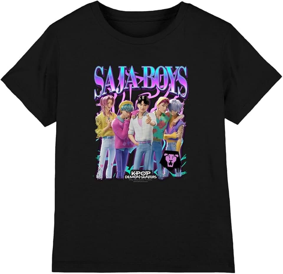 Kpop Demon Hunters Saja Boys Bootleg Kinder T-Shirt, Schwarz, 12–13 J