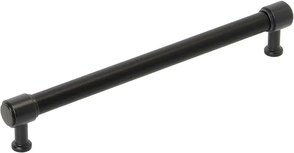 Signature Hardware 954064-12 Lazzara 12 Inch Center to Center Black Leather Appliance Pull