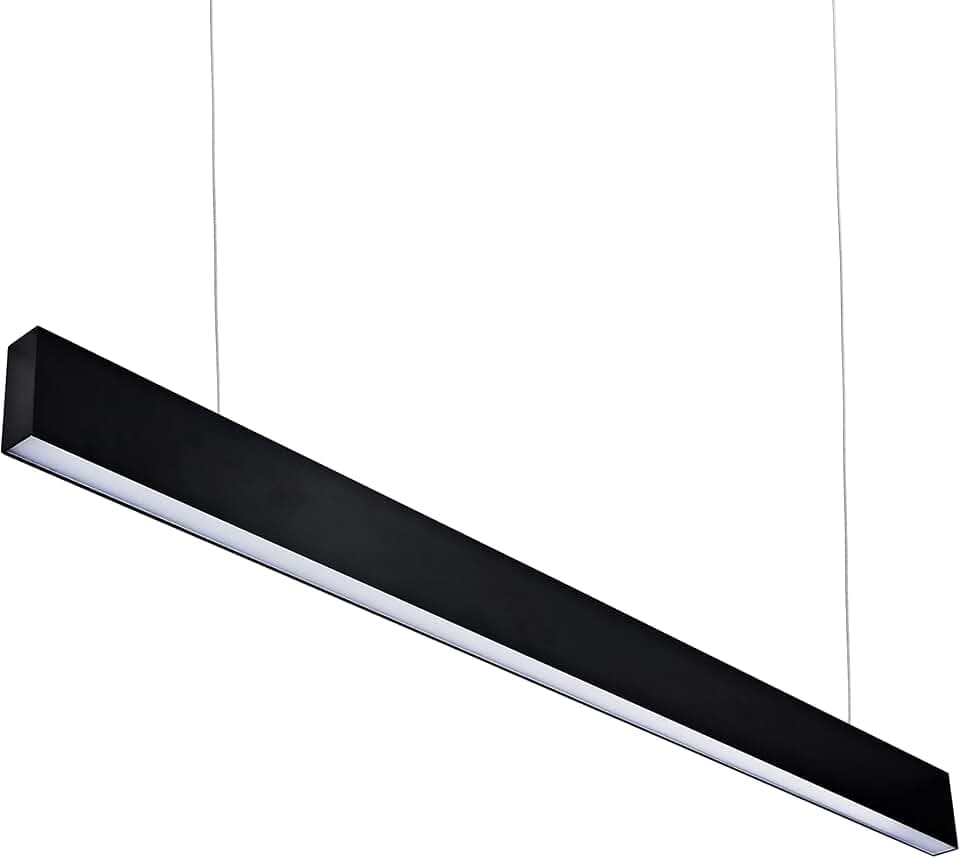 36W 120cm LED Pendelleuchte esstisch Hängeleuchte Büro 4000K Natural Licht mit High End Chips Büroleuchte Pendellampe aus Aluminum Hängelampe für Arbeitszimmer Esszimmer -(Floodlight, Black)