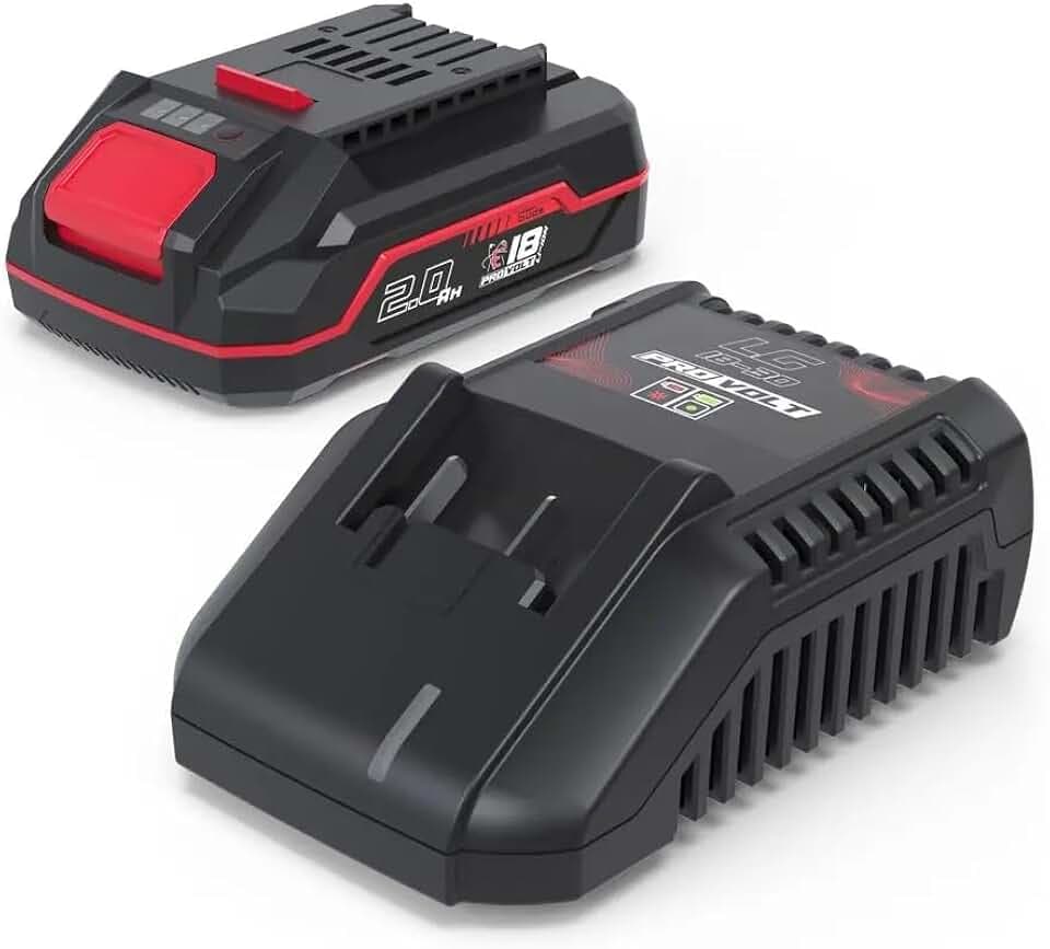 Güde Ladegerät & Akkupack Starter-Kit LGAP 18-3020 P - 18 V Li-Ion, 2 Ah Akkupack & 3A Schnellladegerät, 36 Wh Akkuleistung, Anti-Rutsch Gummierung, Kapazitätsanzeige, passend zu allen 18V E³ Artikeln