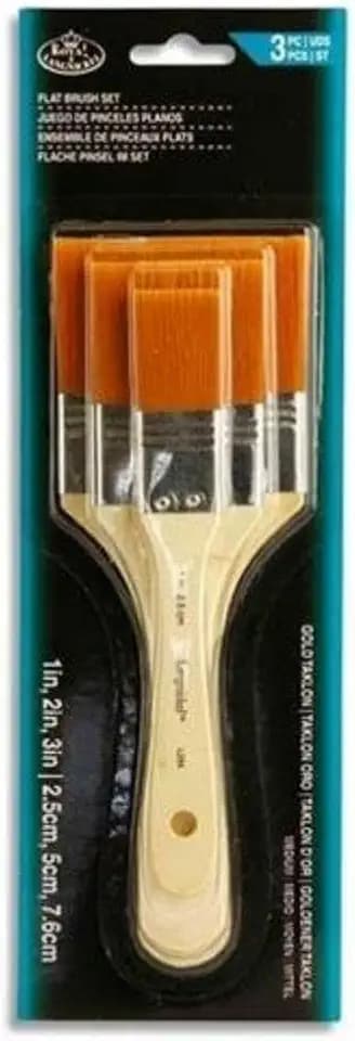 SG Education PR 85154 Flat Brush Set, 2.5 cm, 5 cm and 7.6 cm Size, Gold Taklon (Pack of 3)