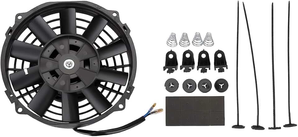 Nicear 7" 12 V 80 W Schlanker Elektrischer KüHlerlüFter - Universeller MotorlüFter Mit Gebogenen FlüGeln Und Montagesatz Abs Schwarz FüR Pkw Lkw Heizungs- Und LüFtungssysteme