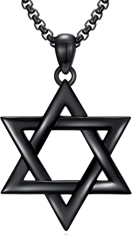 Star of David Necklace for Men Women 925 Sterling Silver Jewish Hexagram Pendant with Stainless Steel Chain Faith Jewelry Gift