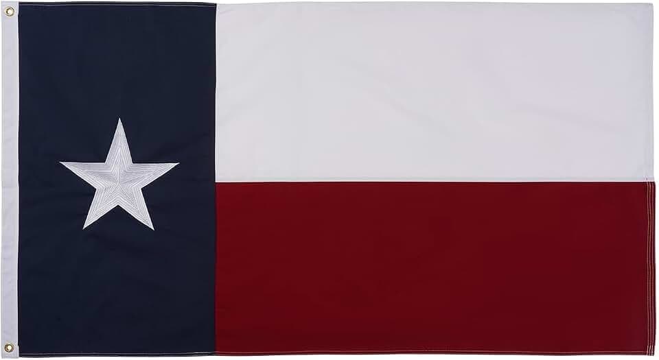 Homissor Texas Flag Cotton Flags 5x9.5 Feet Memorial Size Embroidered Star Heavy Duty TX State Flag Sewn Stripes for Indoor