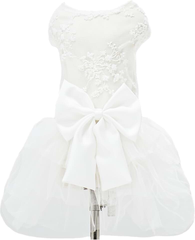 Dog Dress Wedding Outfits, Princess Lace Tutu Skirt for Female Puppy Small Medium Dogs Girl Cats Costume (Embroidery Dress, 2X-Large)