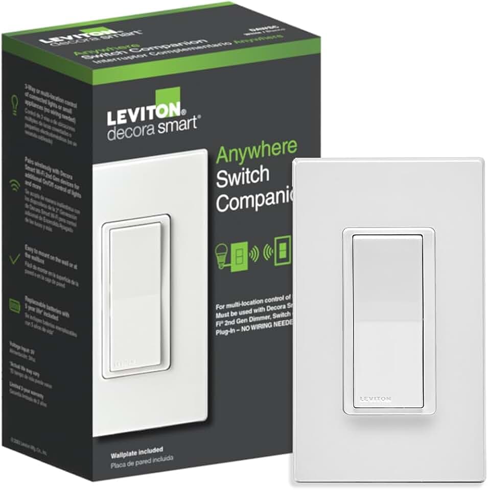 Leviton Decora Smart Switch Anywhere Companion, DAWSC-1RW, White