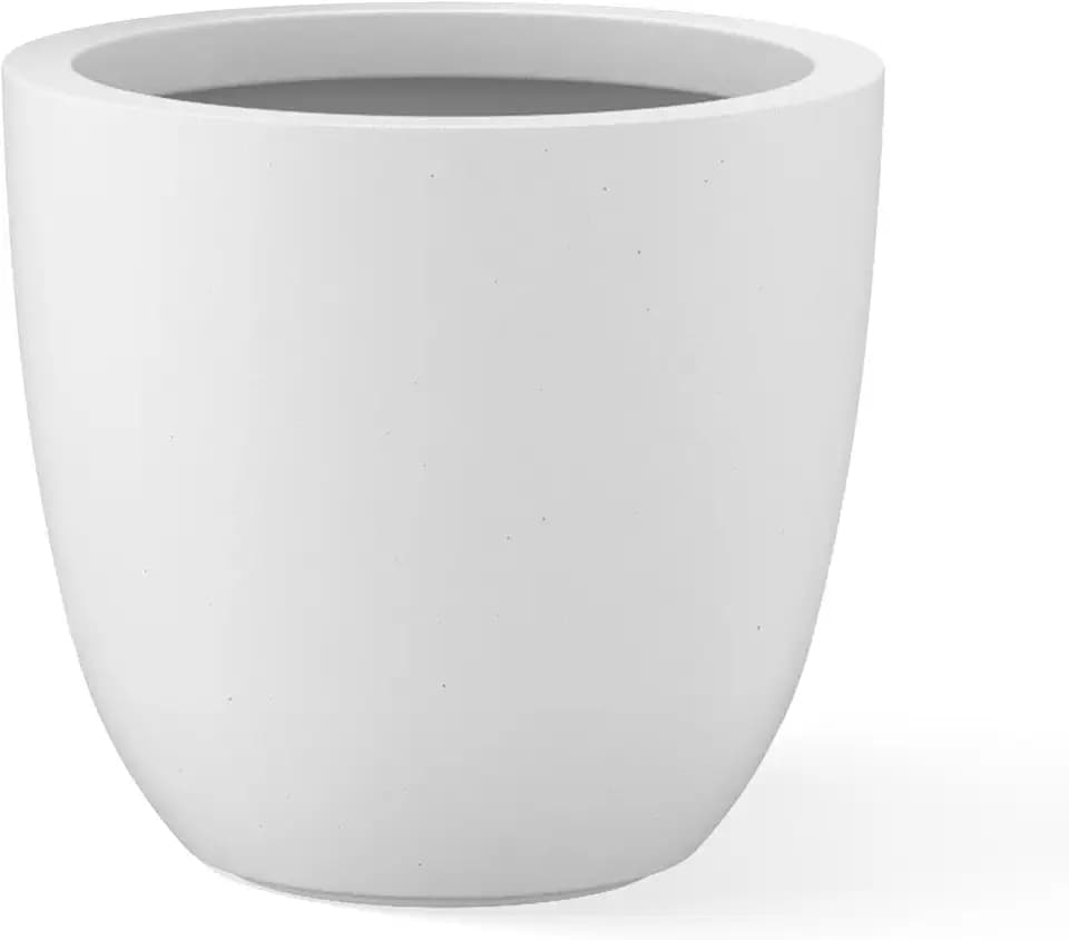 Kante Small Round Bowl White Concrete Planter 10" Dia, Outdoor