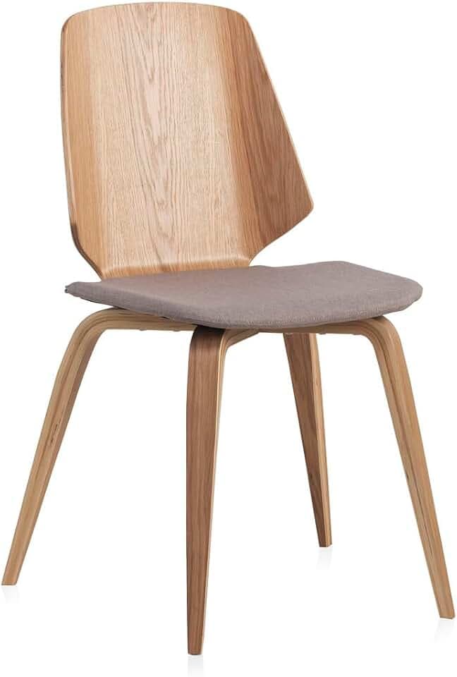 Silla Madera Contrachapada Roble Tapizada, Pack 4 Unidades