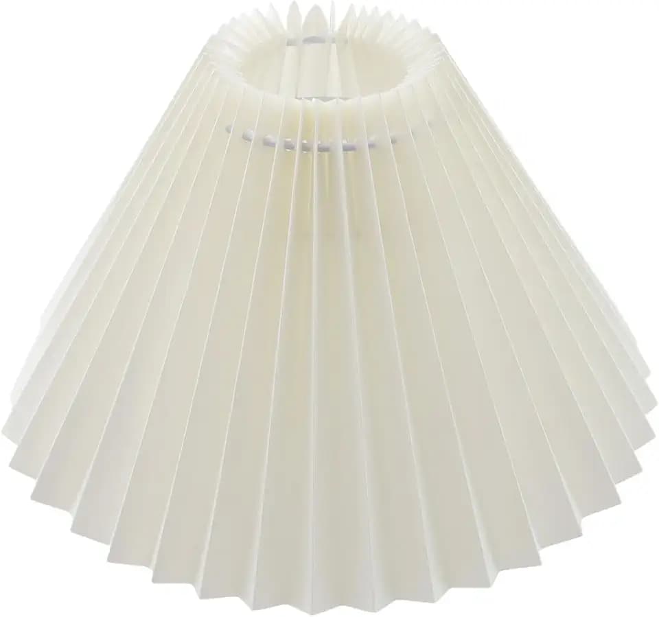 KUMGROT Mini Pleated Lamp Shade for E26/E27, Cream Scalloped Lamp Shade