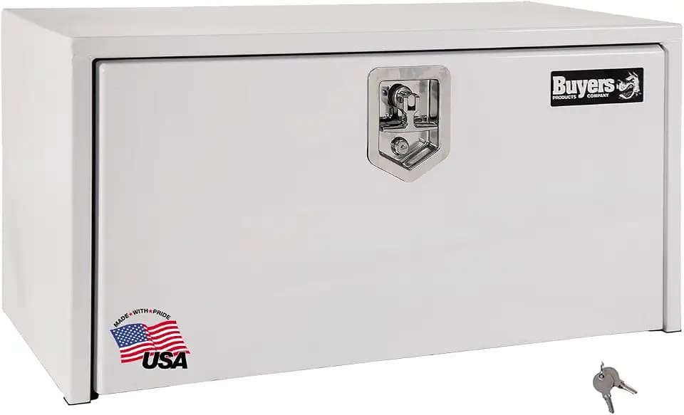 Buyers Products 1704405 White Steel Underbody Truck Tool Box, 24 x 24 x 36, Made in USA, 14 Ga Steel, Locking Stainless Latch, Weather-Resistant, Powder-Coated, Secure Storage for Work Trucks