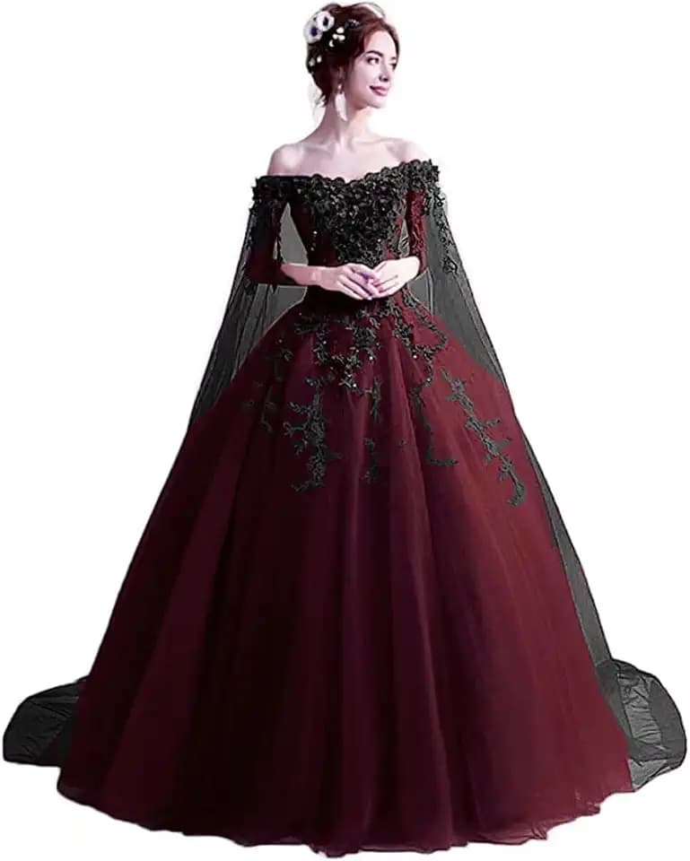 LEJY Women's Off The Shoulder Dress Masquerade Ball Gowns Prom Dress 2019