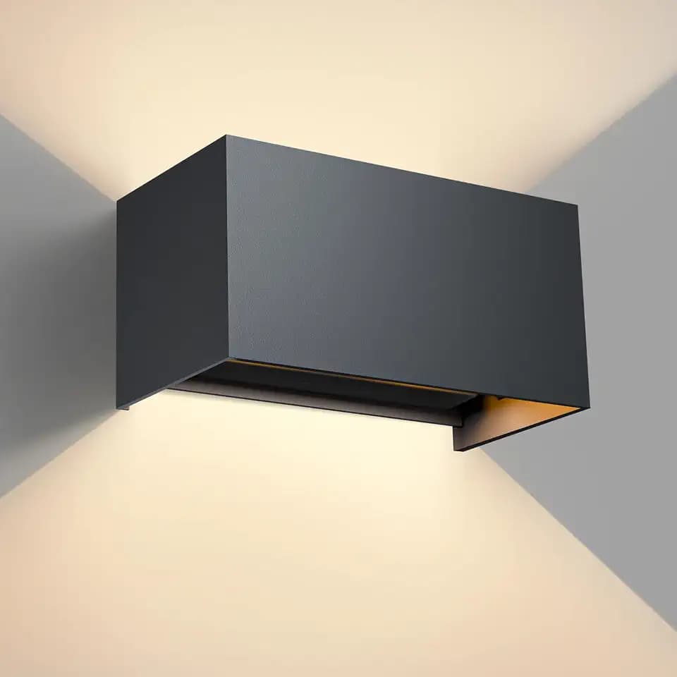 vatato LED Wandleuchte 24W, 3000K Außenlampe Außenleuchte Warmweiß, IP65 Innen/Aussen Aluminium Wandlampe, Außenwandleuchte Mit Einstellbar Abstrahlwinkel (dunkelgrau)