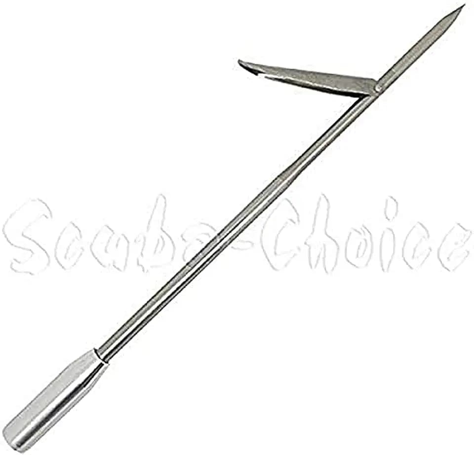 Scuba Choice 12" Stainless Steel Pole Spear Tip 8mm Female Single Barb Head – Durable Replacement Spearfishing Tip for Cold Water & Ice Fishing (Thread Diameter: 14.2mm, line: 1.25mm)