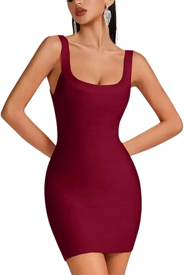 Women's Mini Bandage Dress Summer Tank Dress Square Neck Stripes Sexy Bodycon Casual Daily Dresses