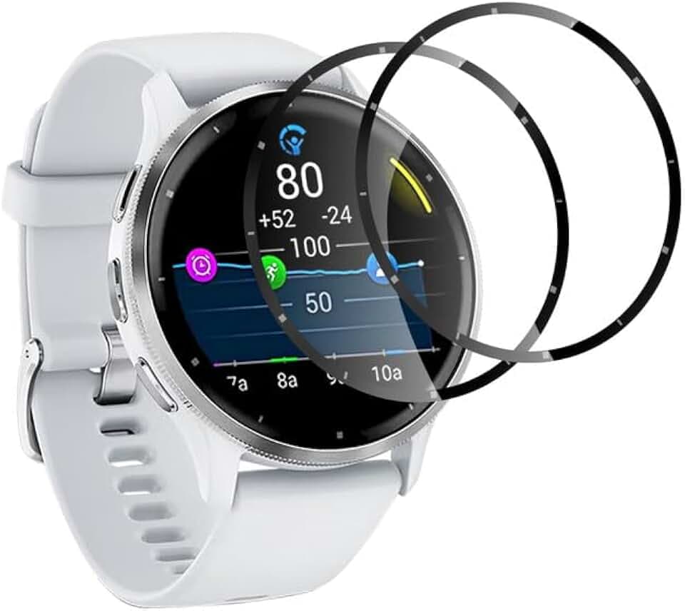 für Panzer Schutz Garmin Venu 3 Schutzfolie, für Folie Garmin Venu 3 Displayschutz, Weich TPU Panzerfolie Fingerabdruck-ID Schutzglas, 2 Stück