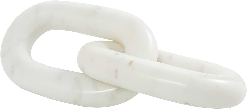 Deco 79 Marble Chain Handmade Decorative Sculpture Geometric 2 Link Home Decor Statue, Accent Figurine 9" x 4" x 2", White