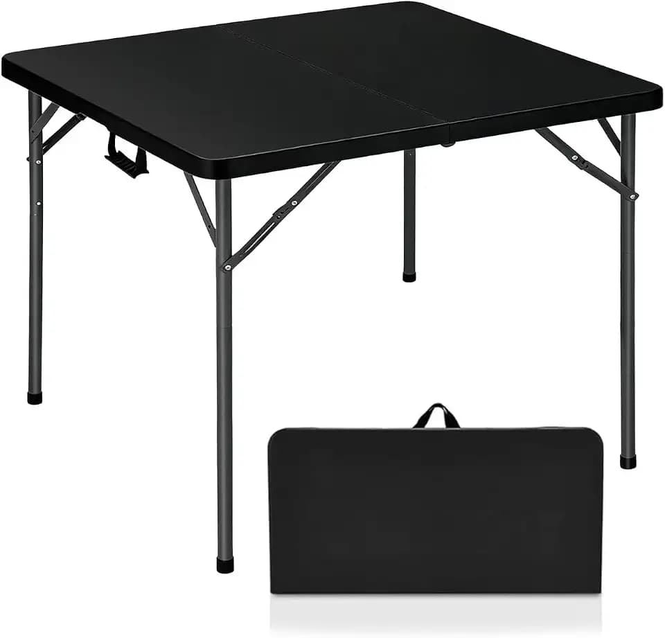 Lakhow 34" Square Folding Card Table, Fold in Half Heavy Duty Portable Table with Removable Legs and Carrying Handle, White | HDPE Top for Indoor Outdoor Camping,Picnic,Party,Kitchen