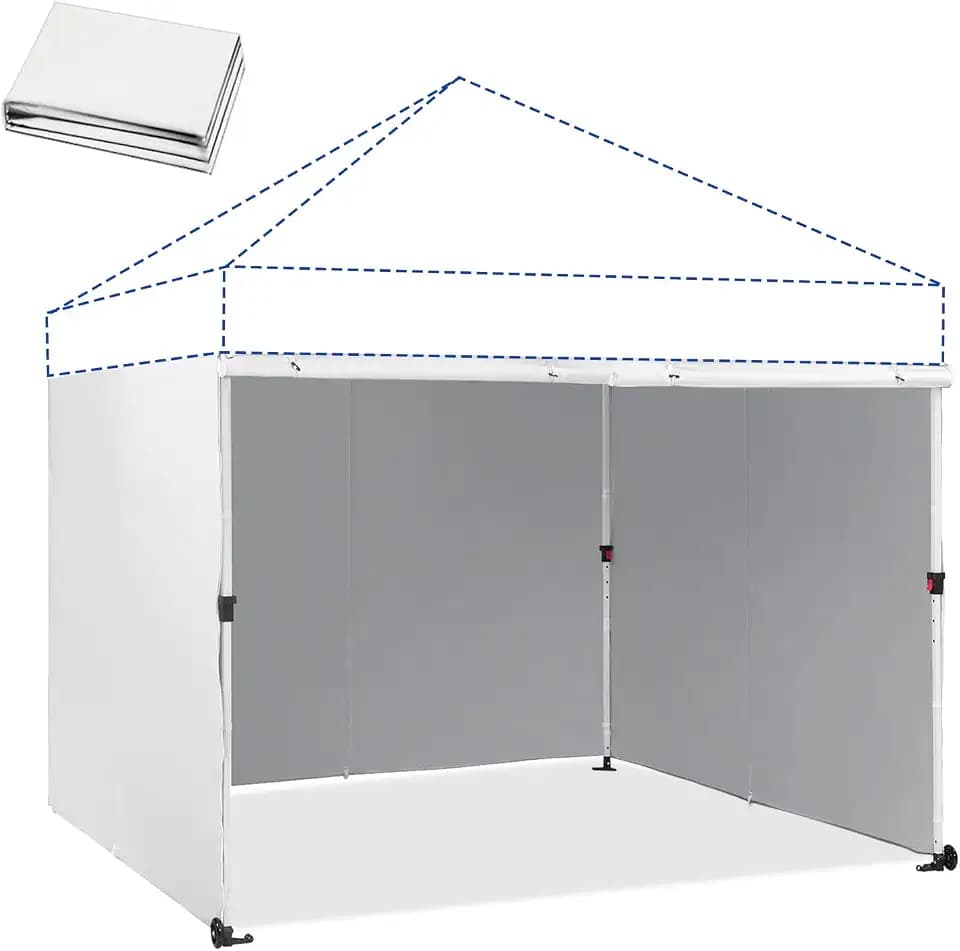 CROWN SHADES 8x8 Canopy Sidewalls for Pop-Up Shelter, White (Only 4pcs)