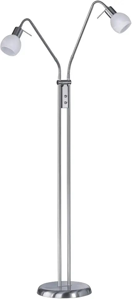 Reality Leuchten Stehleuchte Antibes R40172007, Metall Nickel matt, Glas alabasterfarbig weiß, exkl. 2x E14