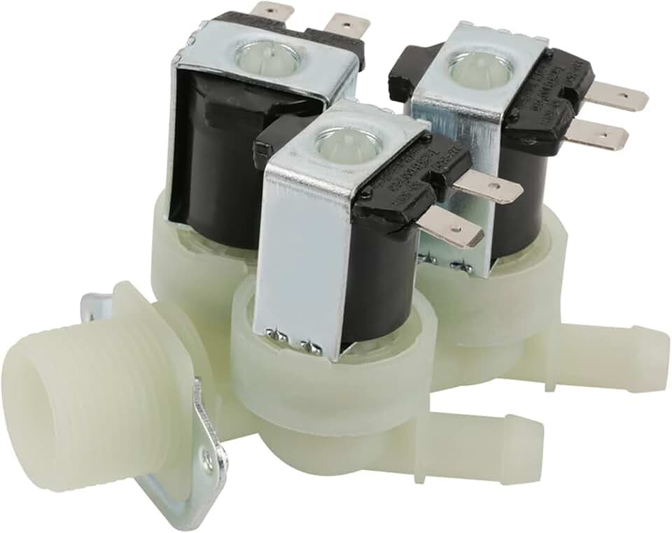 Akozon Magnetventil 3 Wege Wassereinlass N/C Normal Geschlossenes Elektrisches Magnetventil AC 220V G3/4 Dreiwege Kunststoff Magnetventil