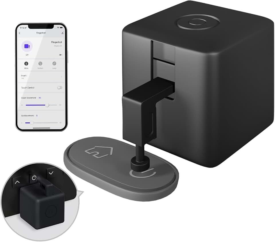 MOES Fingerbot Plus Smart Switch Toggle-Smart Button Pusher Upgrade mit Touch-Steuerung,Kompatibel mit Smart Life App und MOES Tuya BLE Hub für Alexa, Google Home und Timer-Steuerung,Schwarz