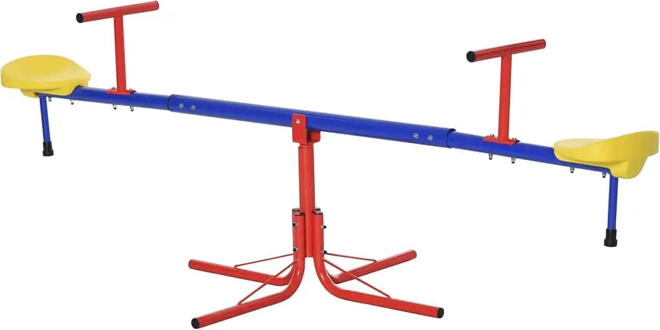 Outsunny Schaukelschaukel für Kinder von 3 bis 8 Jahren, 360° drehbar, Fuß 4 Stangen, Griff aus Metall und Polypropylen, 184 x 76 x 71 cm, Mehrfarbig