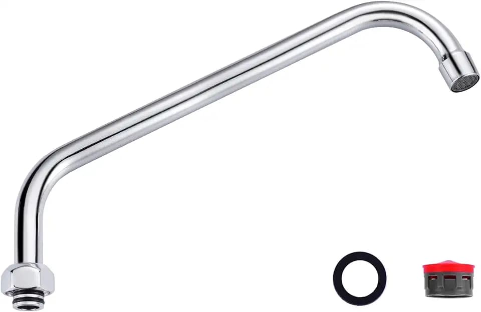 G3/4 Internal Thread Commercial Faucet Swivel Spout Replacement: 12“ Add-on Swing Nozzle Spout - Chrome Polished Spout Replacement Part For Commercial Kitchen Sink Faucet - 1.8gpm/ 2.2gpm Aerator