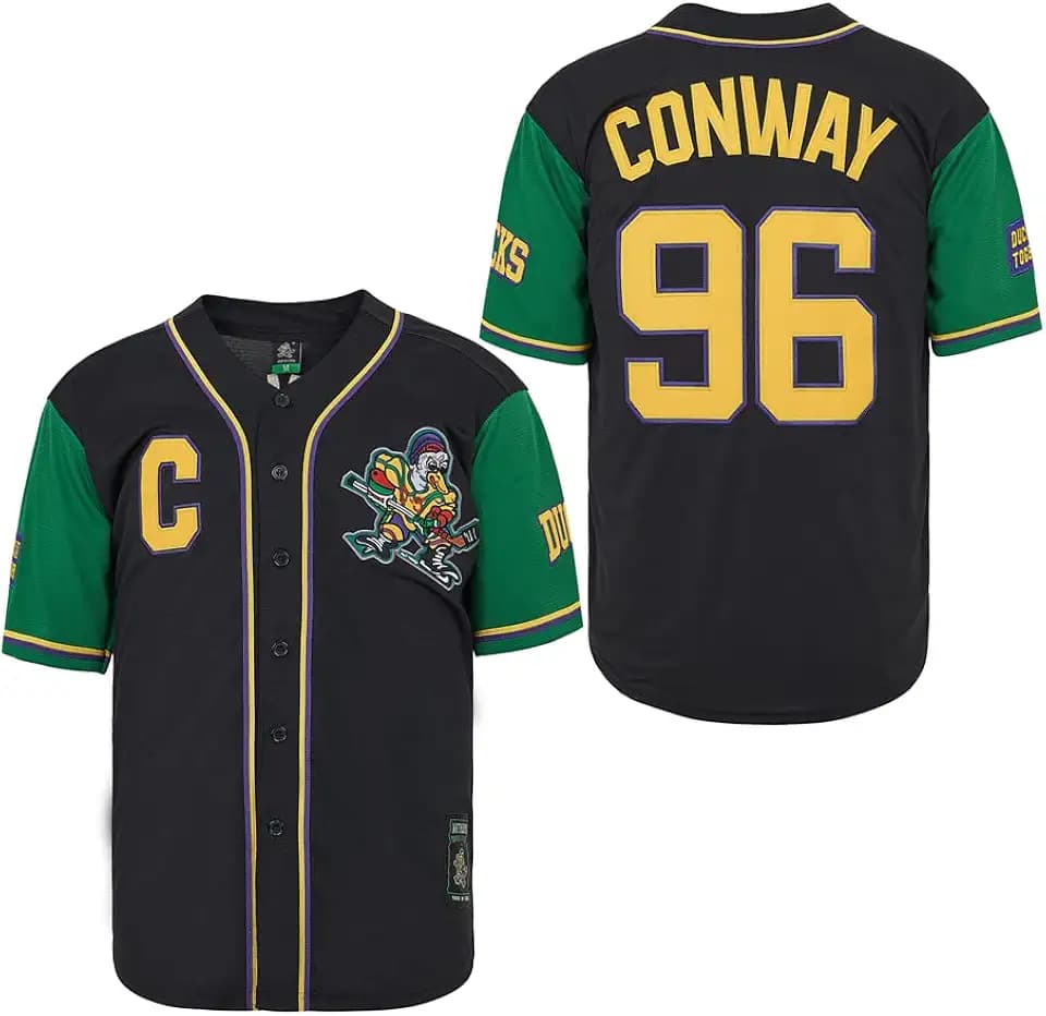 D-5 Men Mighty Ducks Baseball Jersey #96 Conway #99 Banks