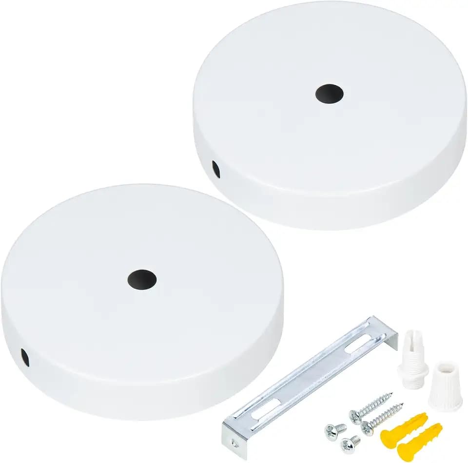 2 Packs Canopy Kit, Chandelier Ceiling Fixture Cover Plate, Light Kit With All Mounting Hardware for Pendant Lighting Fixtures (White, 10cm)