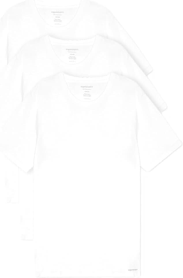 Organic Basics Men's True Organic Cotton Short-Sleeve Crewneck Tee Shirt 3-Pack