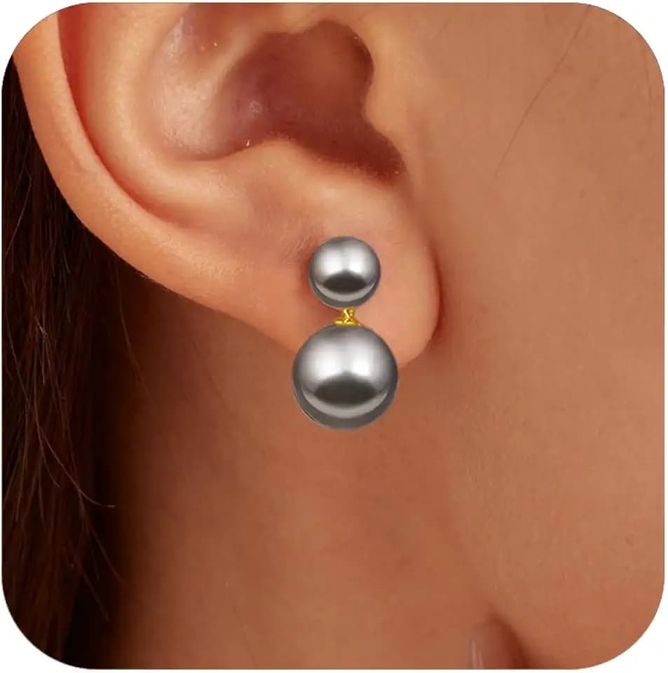 Double Pearl Drop Earrings for Women 925 Sterling Silver