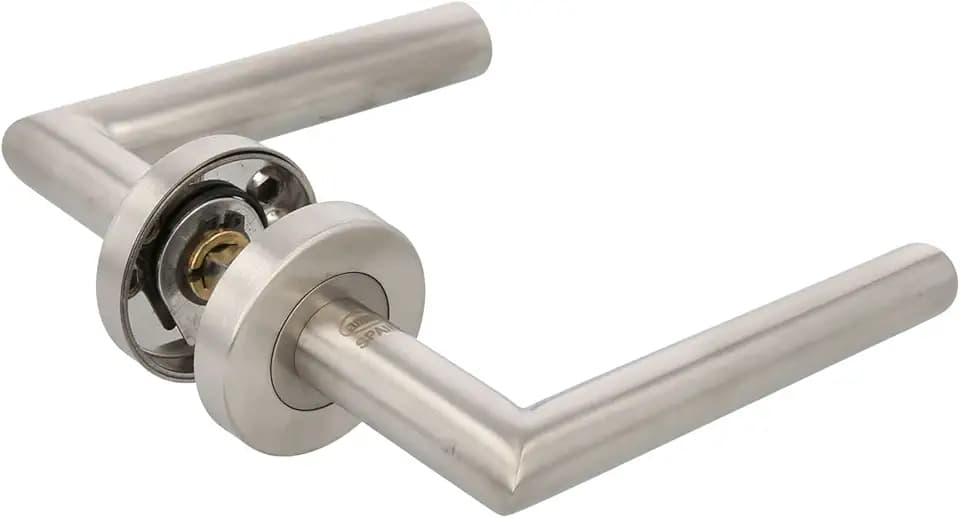 Amig - Türgriff-Set mit Rosette für Türen | Mod. 37RX | 120 x Ø19 mm | Vierkant 8 mm | Elegantes und schlichtes Design | Edelstahl 18/8 matt silber