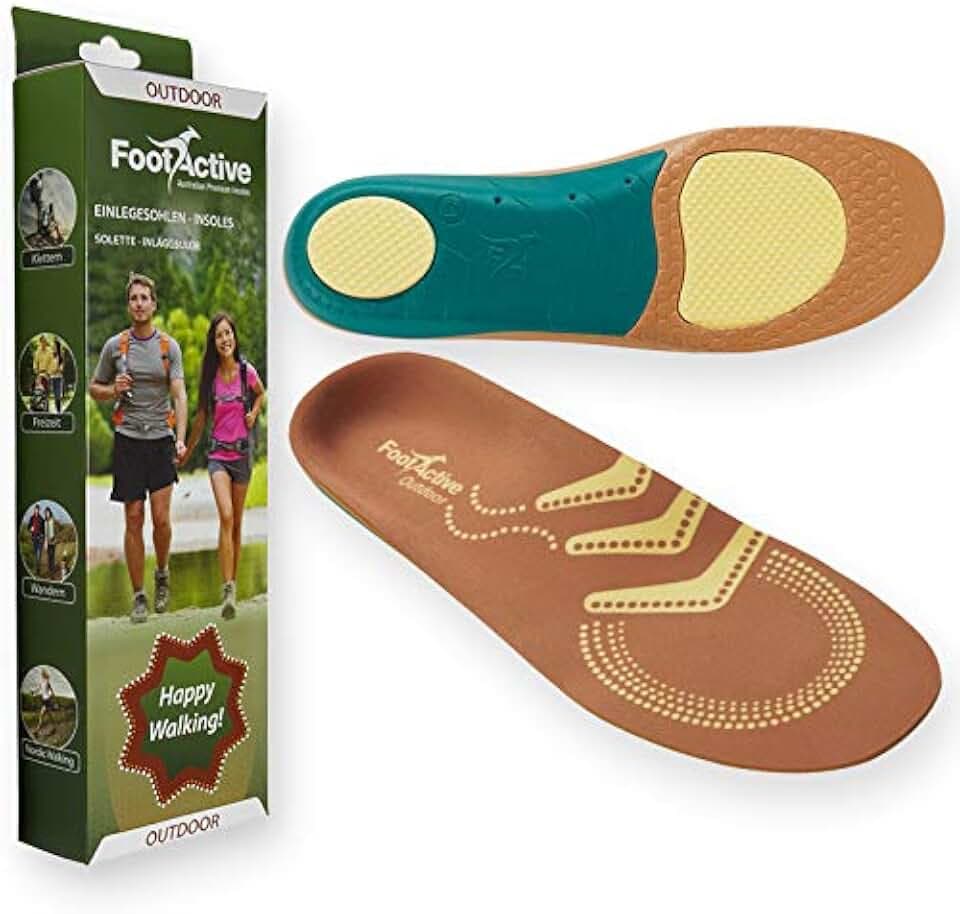 FootActive Outdoor-Einlegesohlen f. Naturliebhaber + Abenteuerfreunde! Fester Halt und Dämpfung bei hohen Belastungen., Braun/Gelb, 39 - 41 (S)