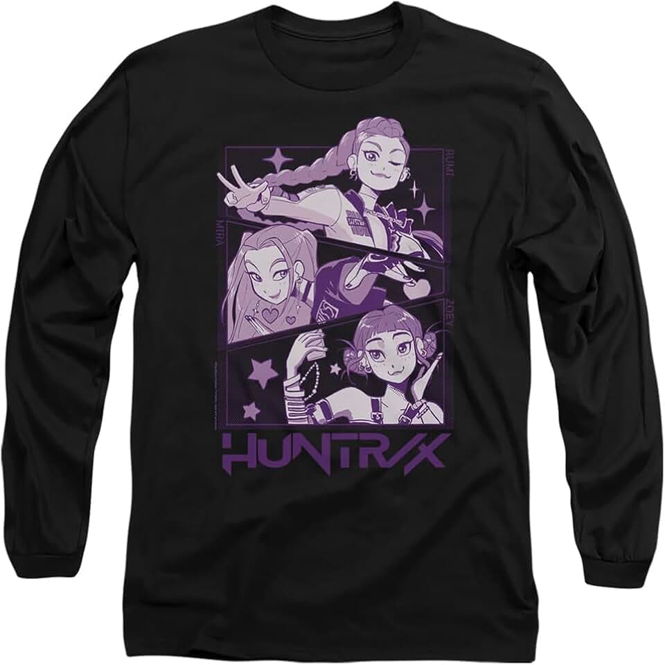 KPop Demon Hunters Unisex K-pop Demon Hunters - Huntrix Huntr/X Manga Panels Trio Unisex Long Sleeve T Shirt T-Shirt