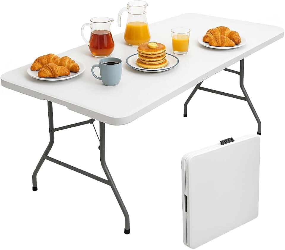 Brigros - Klapptisch für den Garten, perfekt als Campingtisch, Buffettisch, Küchentisch | Klapptische mit Koffer und platzsparendem Griff (180x70x74)