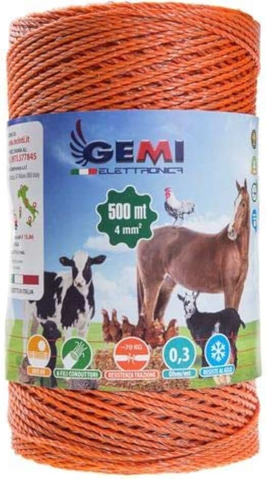 Gemi Weidezaun Litze für den Weidezaun 6 Drähte Leiter 500 MT 4 mm² für Elektrozaun für Tiere Pferde Hunde Eber Kühe Schweine Hühner