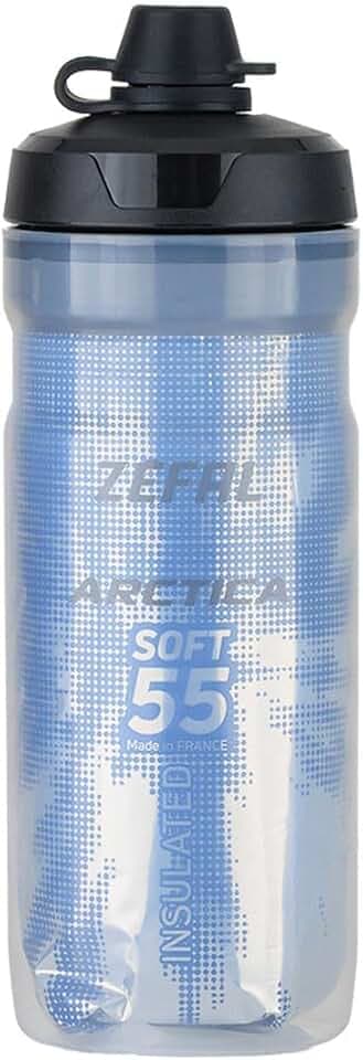 ZEFAL ARCTICA SC55 - Trinkflasche Fahrrad MTB mit Deckel 550ML - Isolierte Fahrradflasche Thermo - Silber-Blau - Sportflasche Fahrrad Trinkflasche