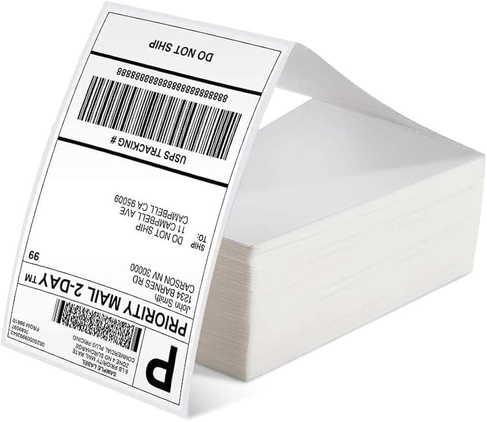 Phomemo Versandetiketten 4x6 500 Stück für DHL Etikettendrucker | 10x15cm Thermoetiketten Selbstklebende für Phomemo, Munbyn, ETIKEZ, Wasserdicht BPA-freie für DHL, UPS, DPD,Faltetiketten