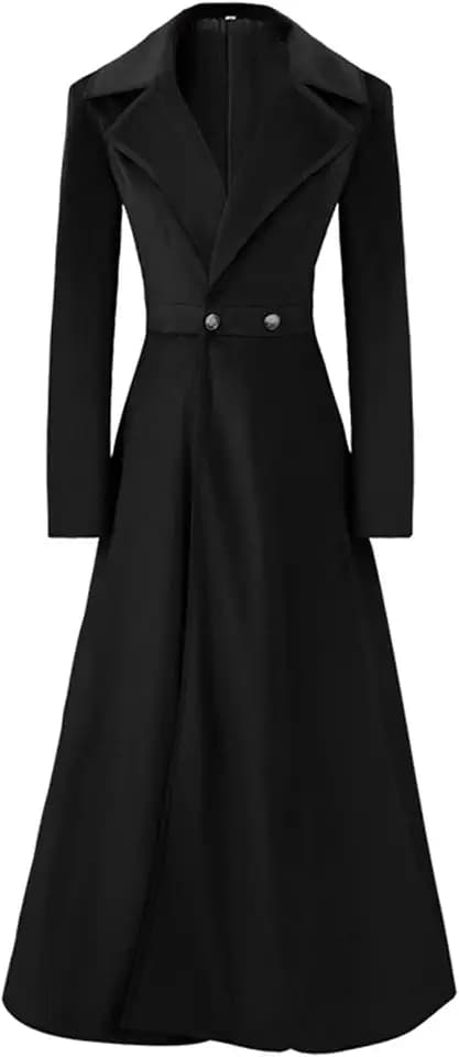 Womens Victorian Trench Coat Double Breasted Long Winter Jacket Medieval Vintage Windbreaker Overcoat