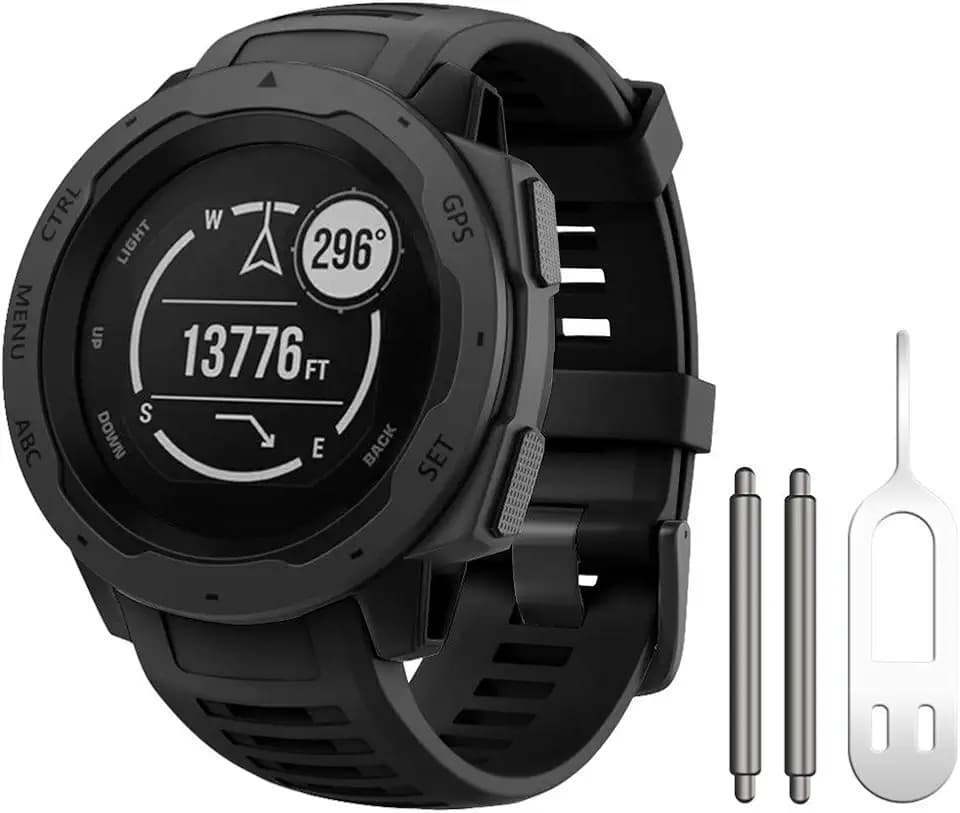 NotoCity for Garmin Instinct Band, Soft Silicone Replacement Watch Strap Compatible with Garmin Instinct 2/ Solar/Tactical(Black)