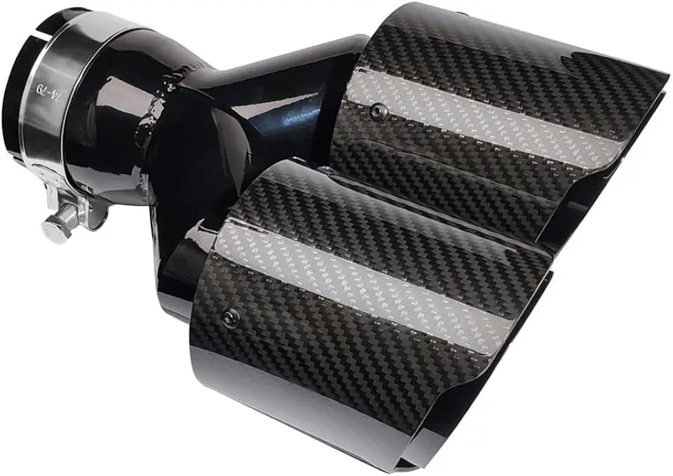 Dual Carbon Fiber Exhaust Tips 2.75 inlet to 3.5" Outlet Tailpipe Fit for 70 mm Exhaust Pipe Black