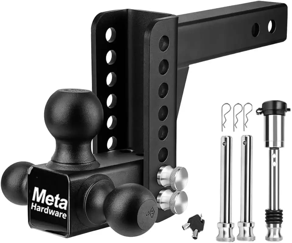 Adjustable Trailer Hitch for 2" Receiver, Tri-Ball 6" Drop/Rise, 12.5K GTW