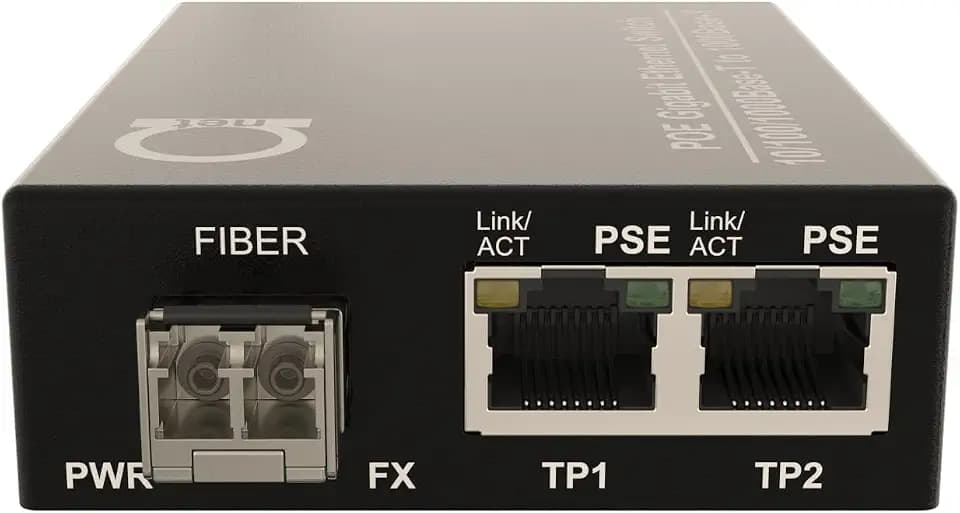 2 Port PoE/PoE+ Multimode LC Gigabit Fiber to Ethernet Media Converter, PSE