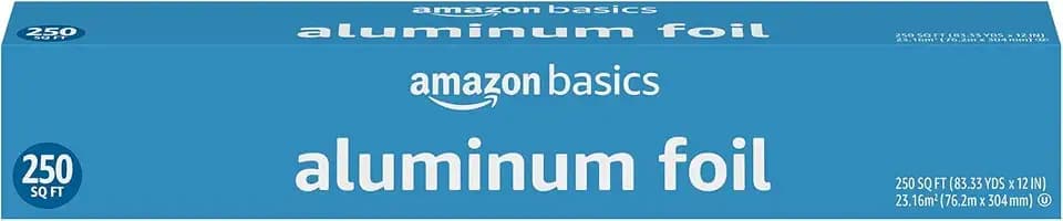 Amazon Basics Aluminum Foil for Everyday Use, Cooking and Wrapping, 250 Sq Ft, Pack of 1 (Previously Solimo)