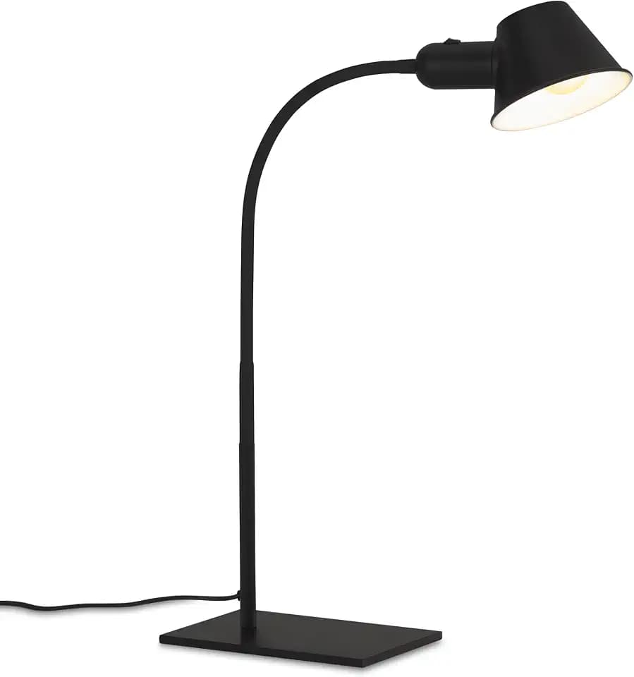 Briloner Leuchten - Tischlampe flexibel, Tischleuchte verstellbar, Schreibtischlampe Kippschalter, 1x E27 Fassung max. 10 Watt, inkl. Kabel, Schwarz, 65 cm
