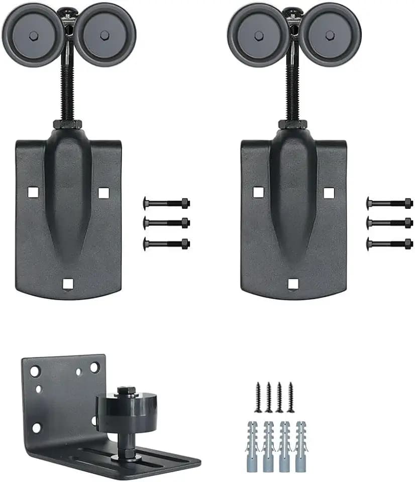 Heavy-Duty Black Exterior Sliding Barn Door Roller Kit, 2 Packs