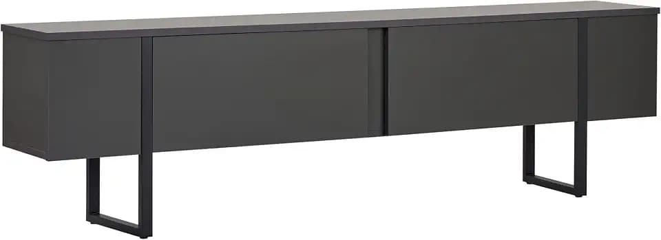 Modernes TV-Möbel, Anthrazit & Schwarz, 180 x 50 x 30 cm | 100% melaminbeschichtete Spanplatte, 18 mm Stärke | stilvolles industrielles Design für Wohnzimmer & Unterhaltungsbereiche