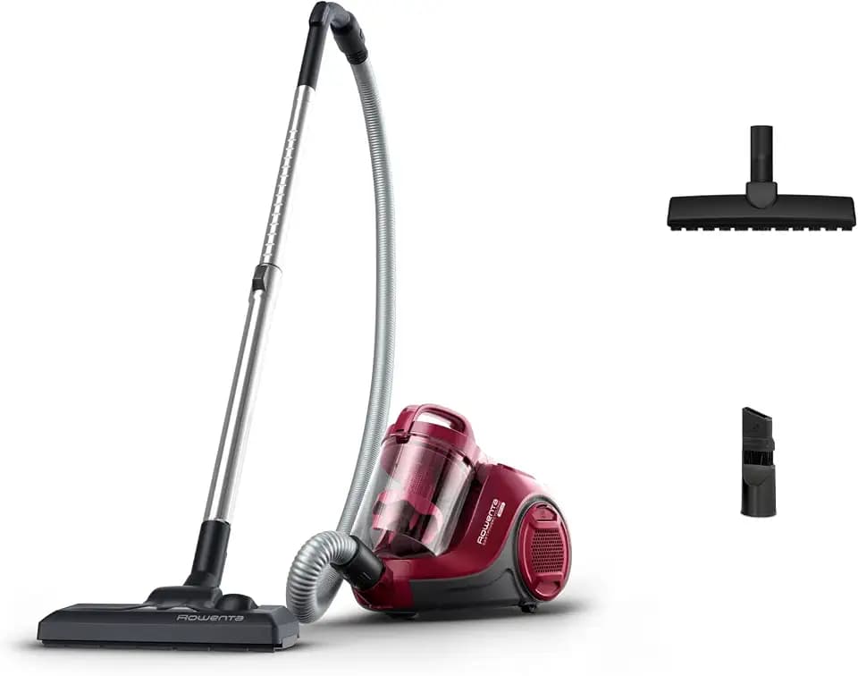 Rowenta RO2933EA, Swift Power Cyclonic Staubsauger, beutellos, Zyklon-Technologie, kompaktes Design, leicht, Hochleistungsfilter, Parkettbürste, Schwarz/Dunkelrot, 750 W, 1.2 liters, 77 Dezibel