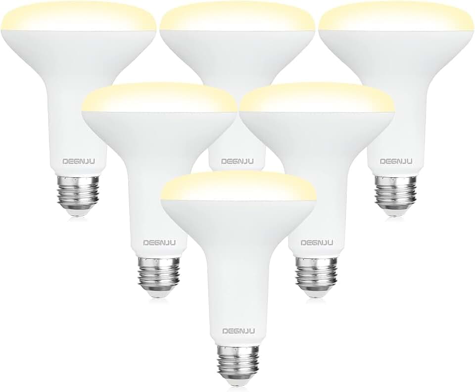 DEGNJU BR30 LED Bulb, Dimmable Flood Lights Indoor CRI80 7W Equivalent 65W 2700K Soft White 650 Lumens, 15000 Lifetime Hours Recessed Light Bulbs, Interior E26 Base LED Can Light Bulbs, 6 Pack